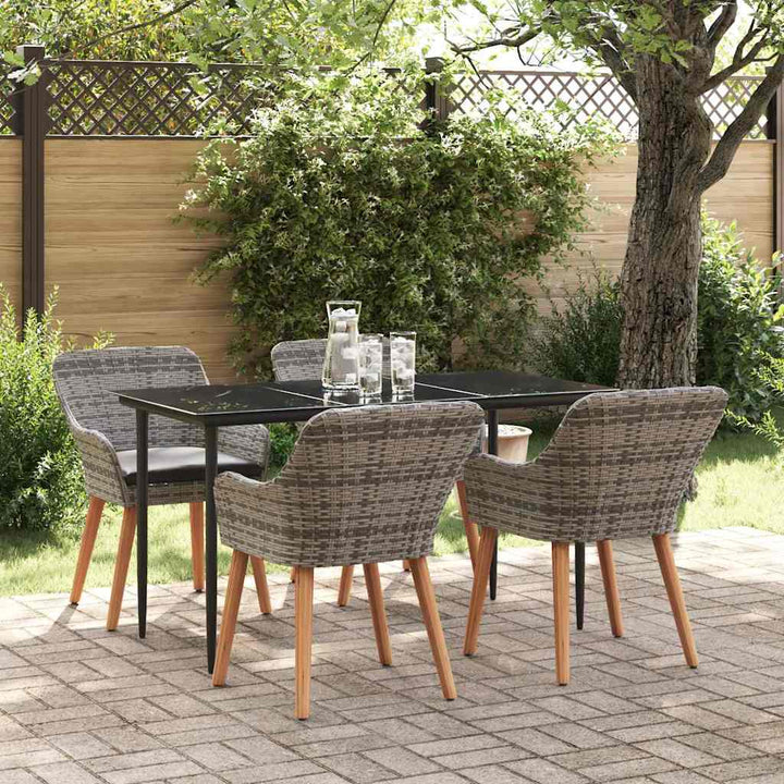 Have Spisebordssæt med pude 5 pcs Grå polyrattan