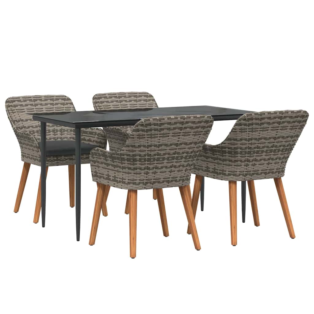 Have Spisebordssæt med pude 5 pcs Grå polyrattan