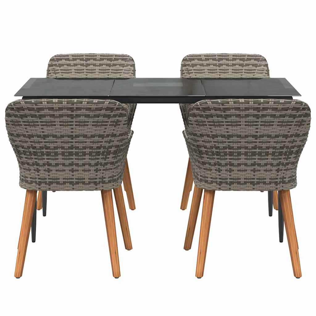 Have Spisebordssæt med pude 5 pcs Grå polyrattan