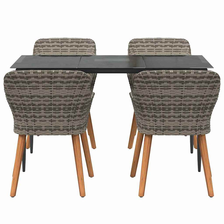 Have Spisebordssæt med pude 5 pcs Grå polyrattan