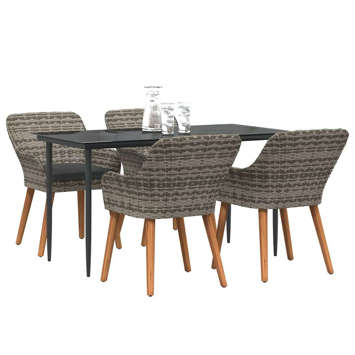 Have Spisebordssæt med pude 5 pcs Grå polyrattan