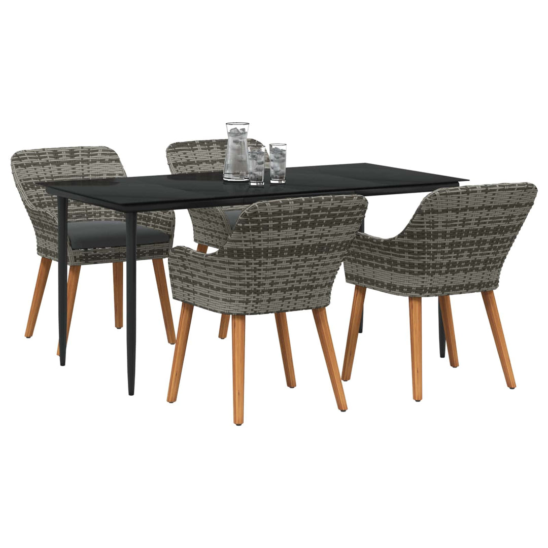 Have Spisebordssæt med pude 5 pcs Grå polyrattan