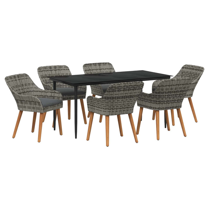 Have Spisebordssæt med pude 7 pcs Grå polyrattan