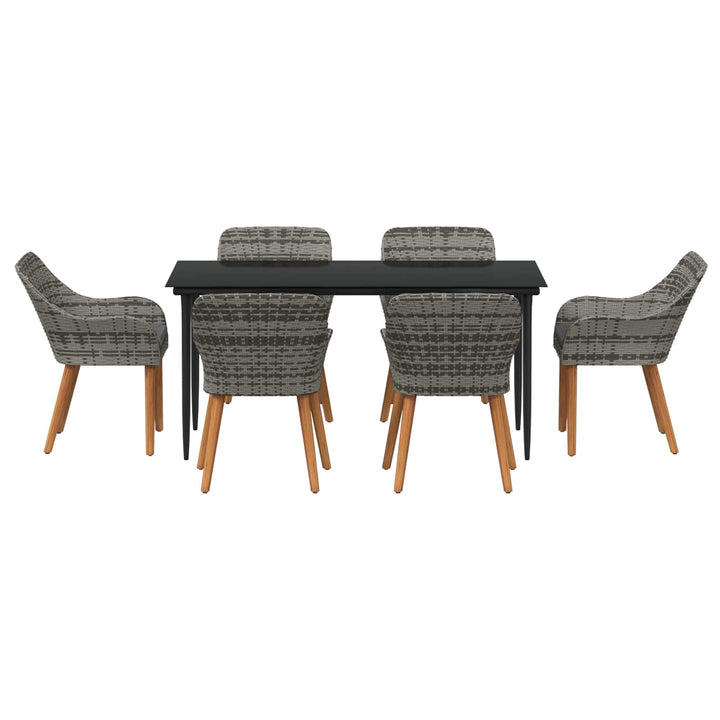 Have Spisebordssæt med pude 7 pcs Grå polyrattan
