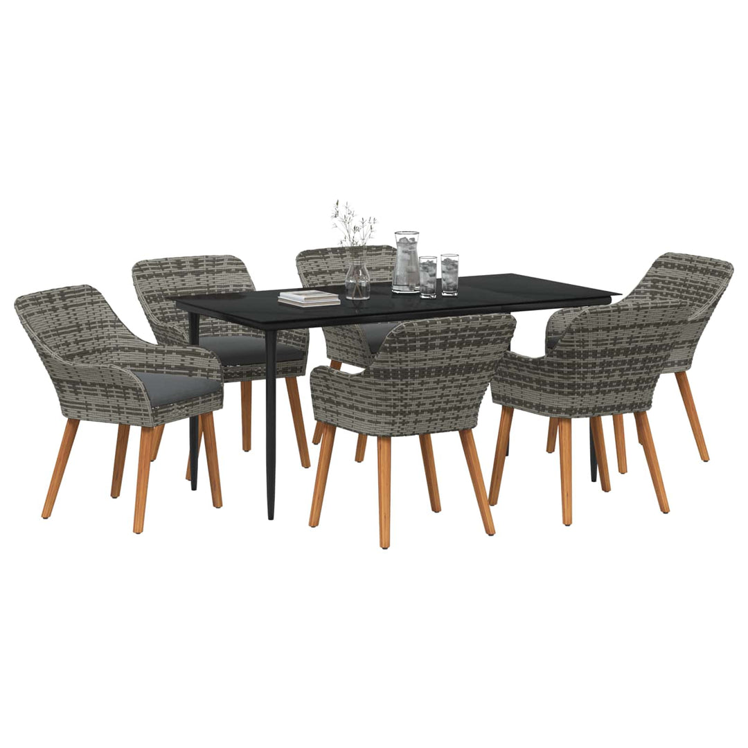 Have Spisebordssæt med pude 7 pcs Grå polyrattan