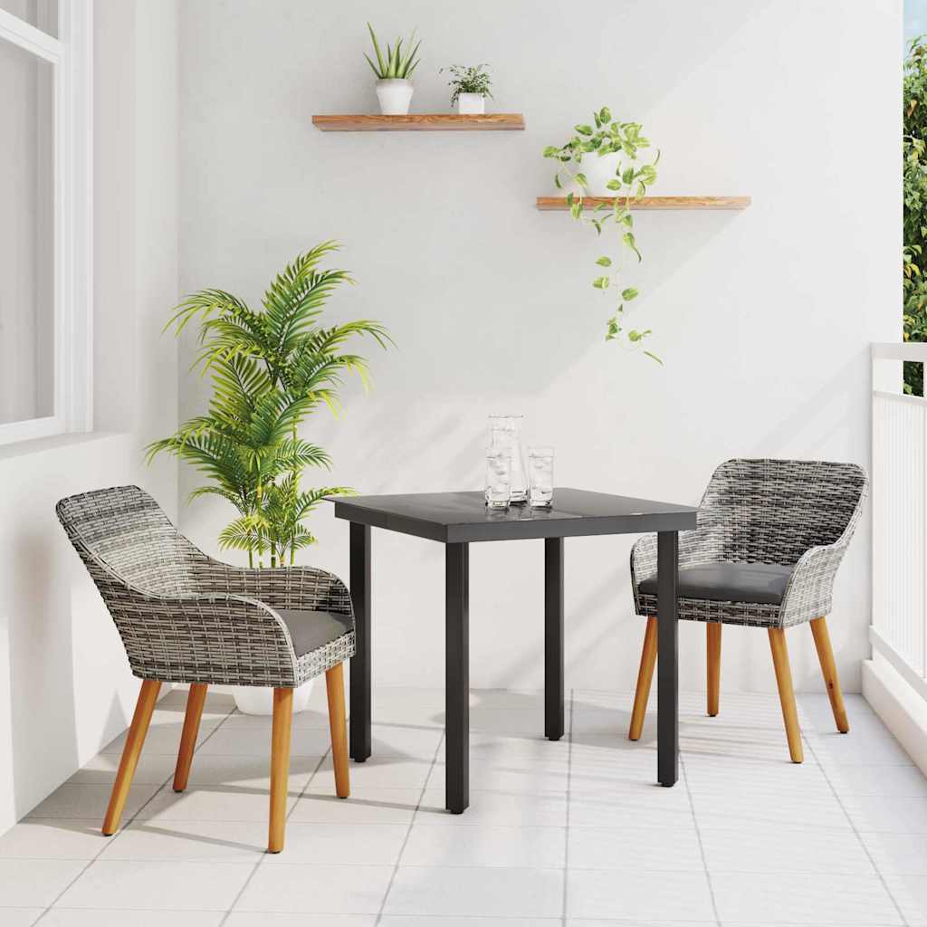 Have Spisebordssæt med pude 3 pcs Grå polyrattan