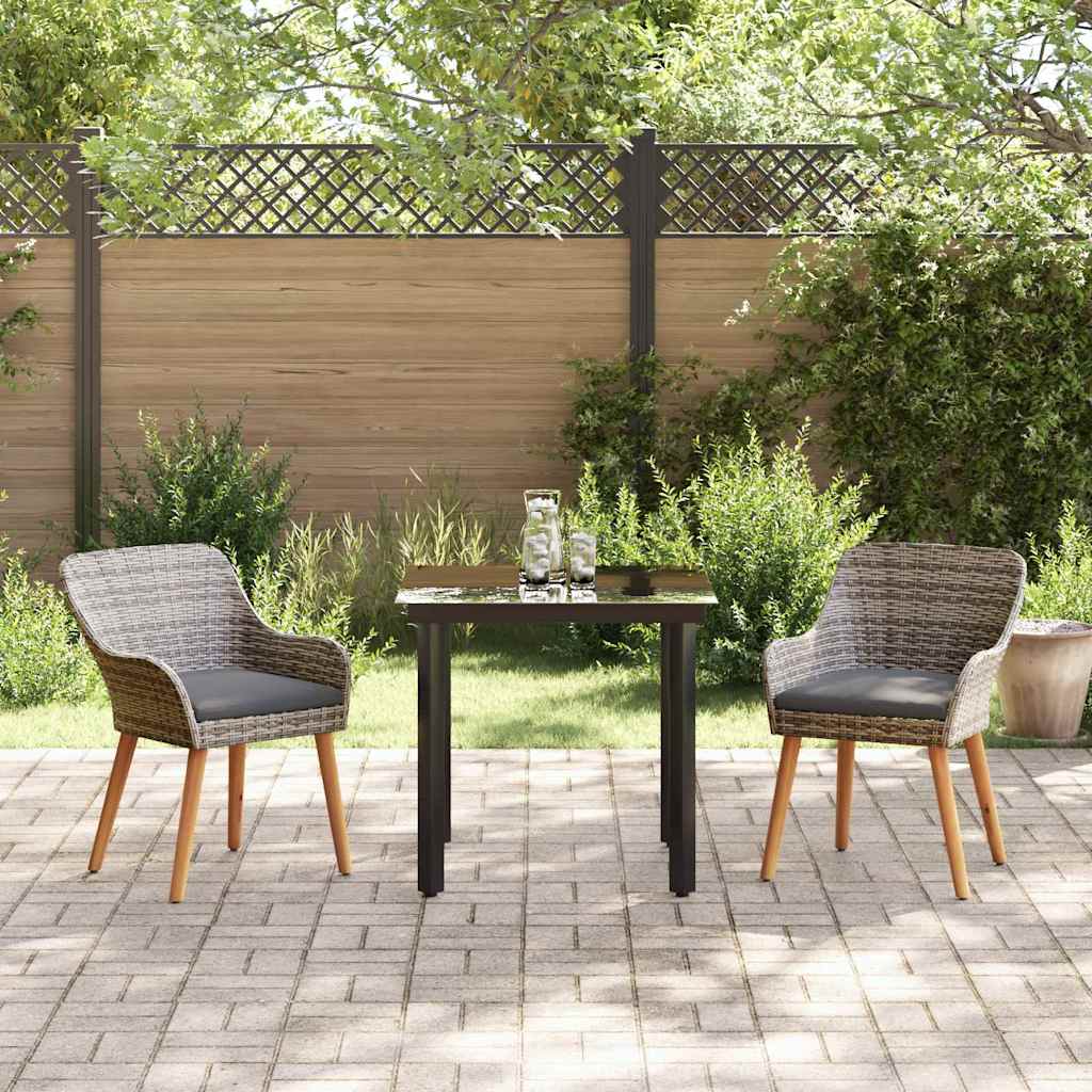Have Spisebordssæt med pude 3 pcs Grå polyrattan