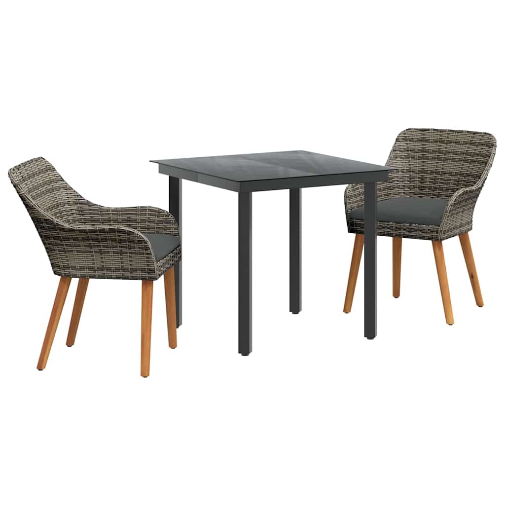 Have Spisebordssæt med pude 3 pcs Grå polyrattan