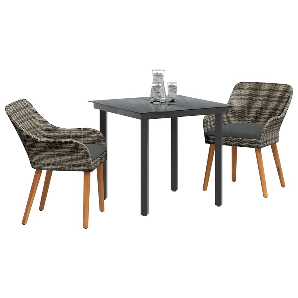 Have Spisebordssæt med pude 3 pcs Grå polyrattan