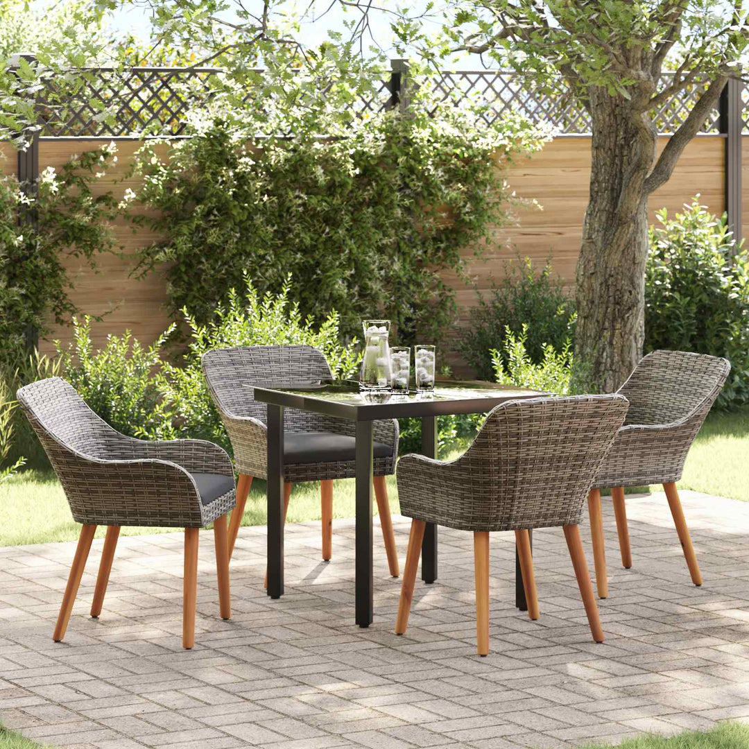 Have Spisebordssæt med pude 5 pcs Grå polyrattan