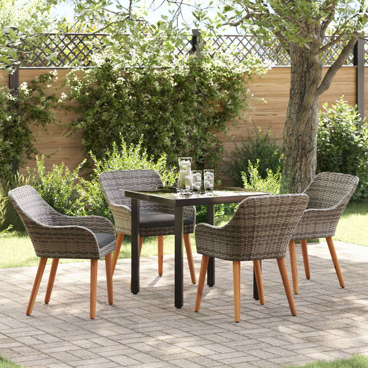 Have Spisebordssæt med pude 5 pcs Grå polyrattan
