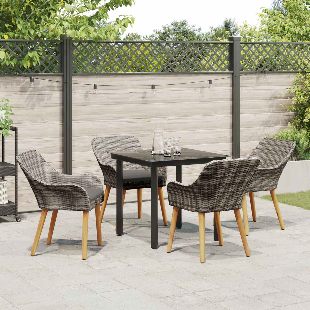 Have Spisebordssæt med pude 5 pcs Grå polyrattan