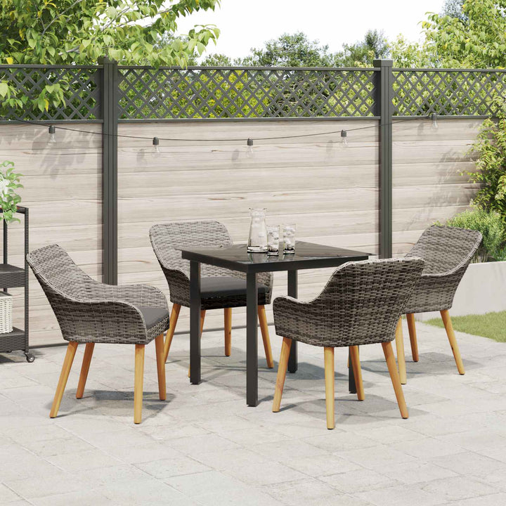 Have Spisebordssæt med pude 5 pcs Grå polyrattan