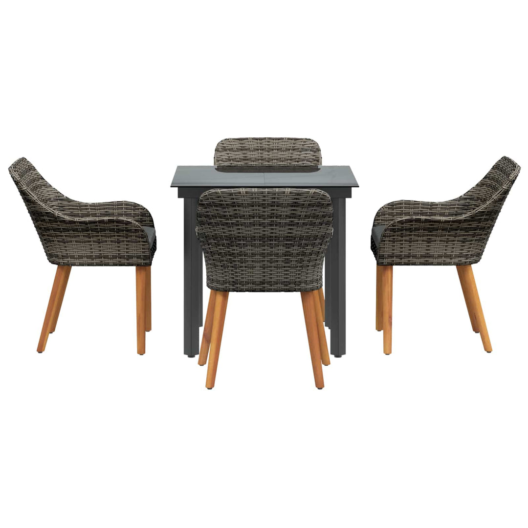 Have Spisebordssæt med pude 5 pcs Grå polyrattan