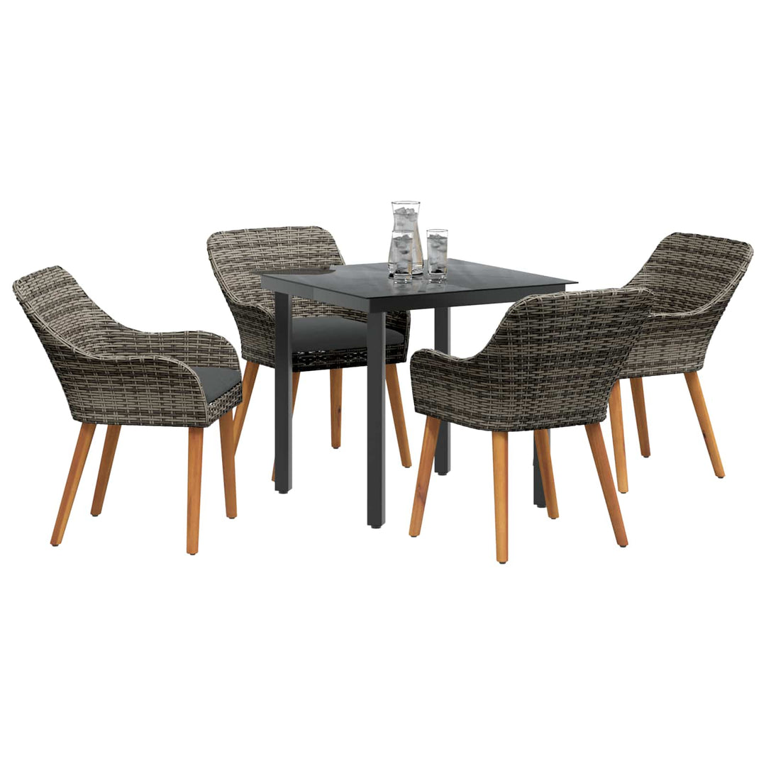 Have Spisebordssæt med pude 5 pcs Grå polyrattan