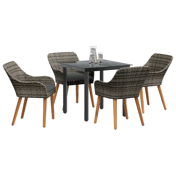 Have Spisebordssæt med pude 5 pcs Grå polyrattan