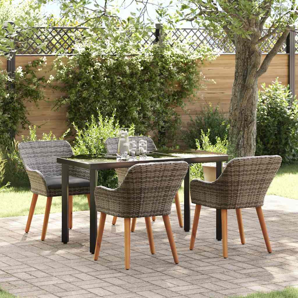 Have Spisebordssæt med pude 5 pcs Grå polyrattan