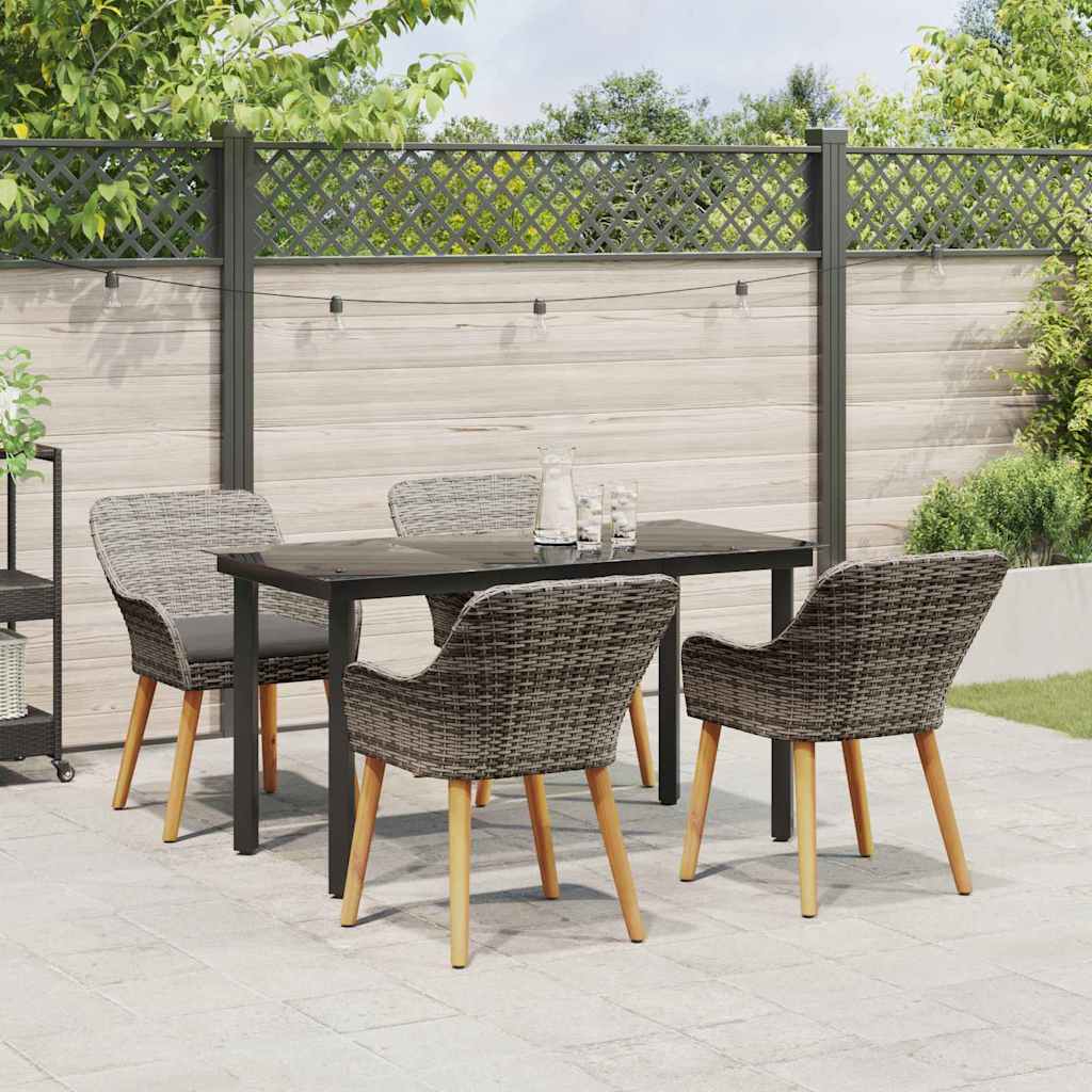 Have Spisebordssæt med pude 5 pcs Grå polyrattan