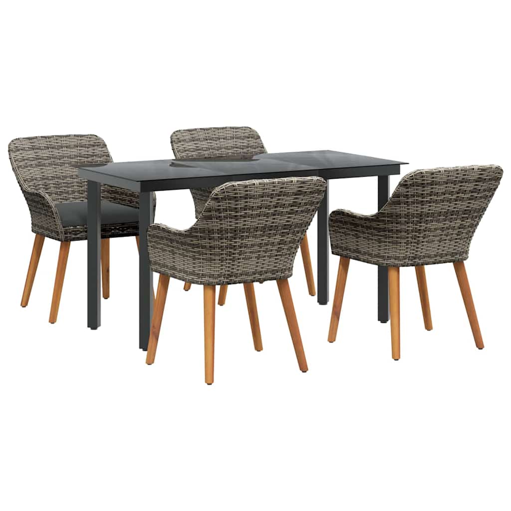 Have Spisebordssæt med pude 5 pcs Grå polyrattan