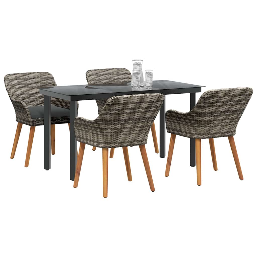 Have Spisebordssæt med pude 5 pcs Grå polyrattan