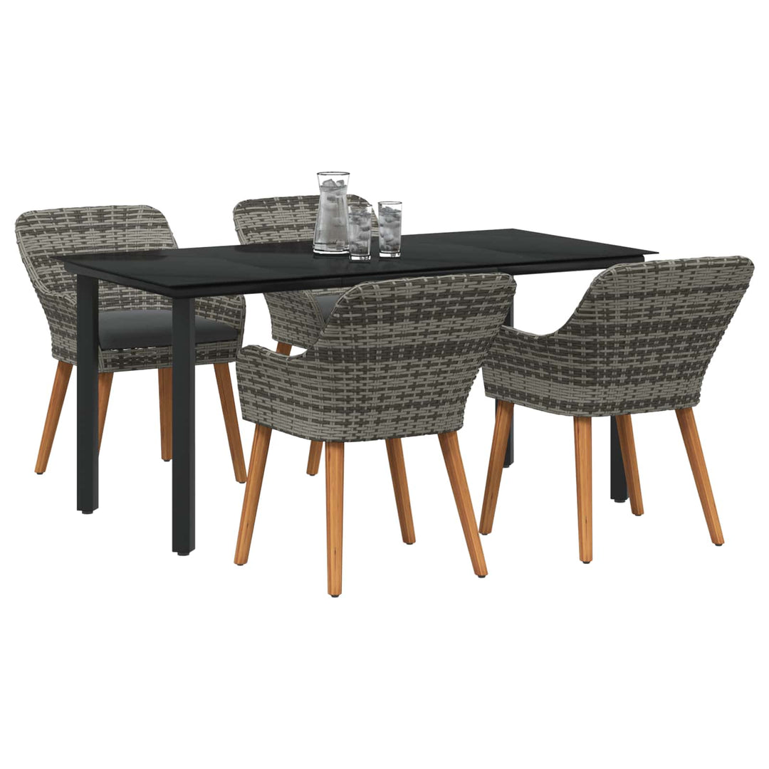 Have Spisebordssæt med pude 5 pcs Grå polyrattan
