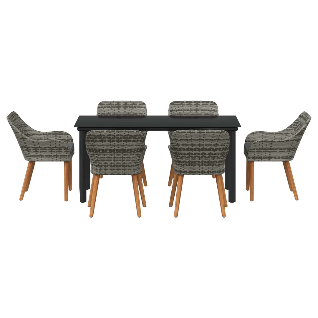 Have Spisebordssæt med pude 7 pcs Grå polyrattan