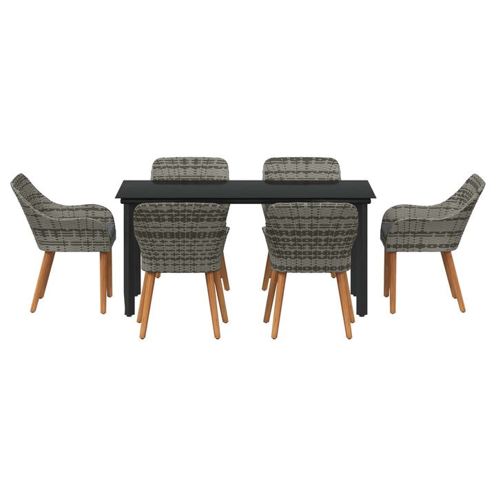 Have Spisebordssæt med pude 7 pcs Grå polyrattan
