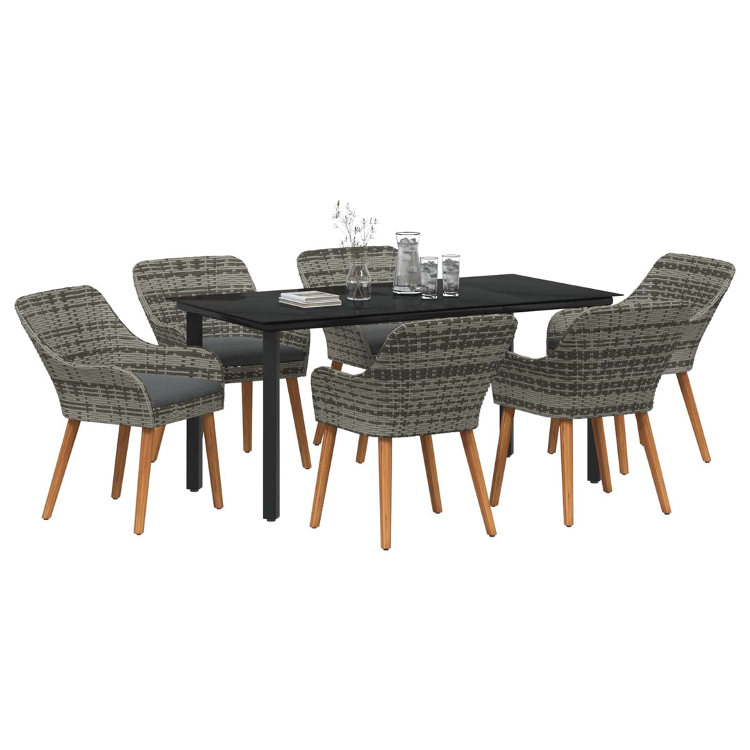 Have Spisebordssæt med pude 7 pcs Grå polyrattan