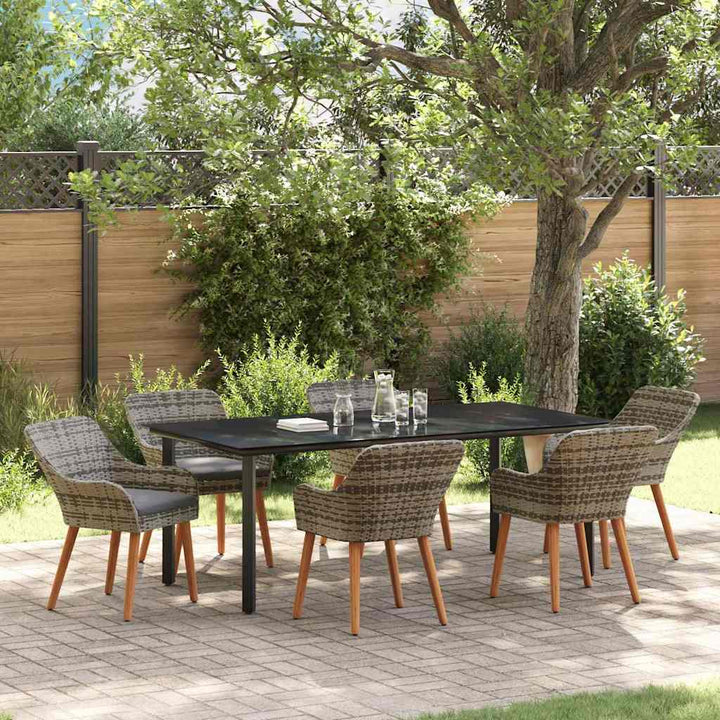 Have Spisebordssæt med pude 7 pcs Grå polyrattan