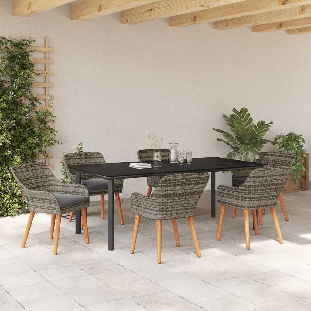 Have Spisebordssæt med pude 7 pcs Grå polyrattan