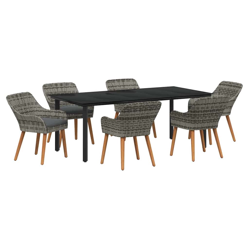 Have Spisebordssæt med pude 7 pcs Grå polyrattan