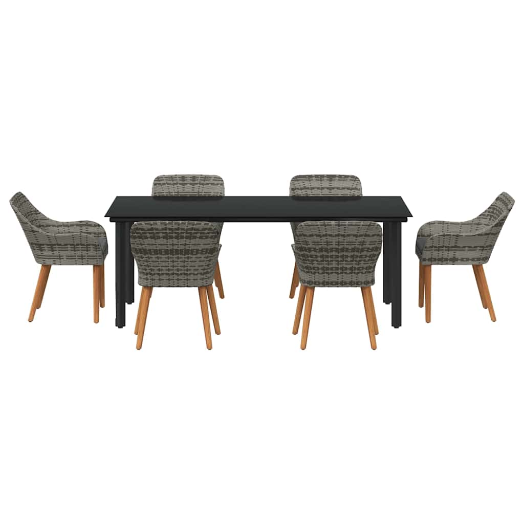Have Spisebordssæt med pude 7 pcs Grå polyrattan
