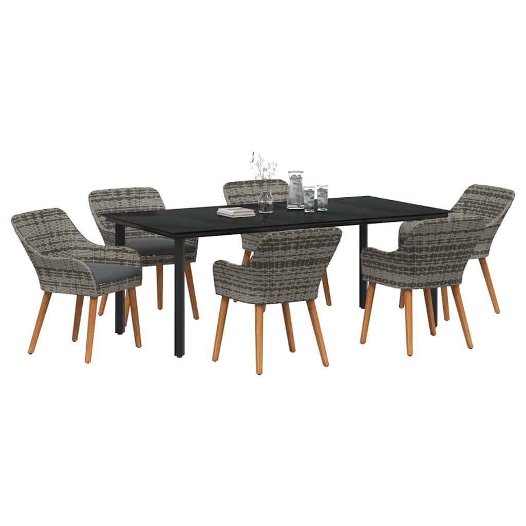 Have Spisebordssæt med pude 7 pcs Grå polyrattan