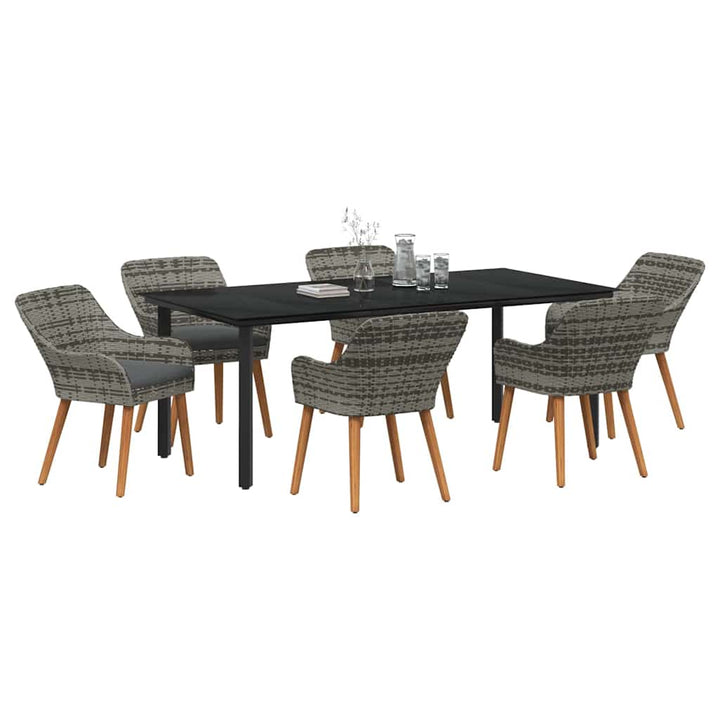 Have Spisebordssæt med pude 7 pcs Grå polyrattan