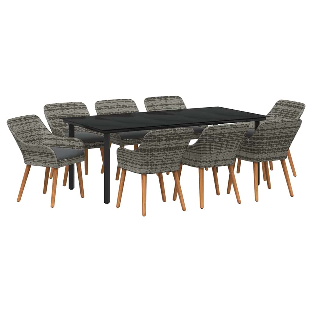 Have Spisebordssæt med pude 9 pcs Grå polyrattan