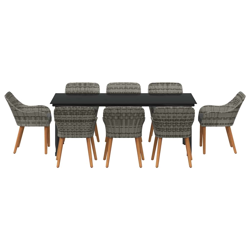 Have Spisebordssæt med pude 9 pcs Grå polyrattan