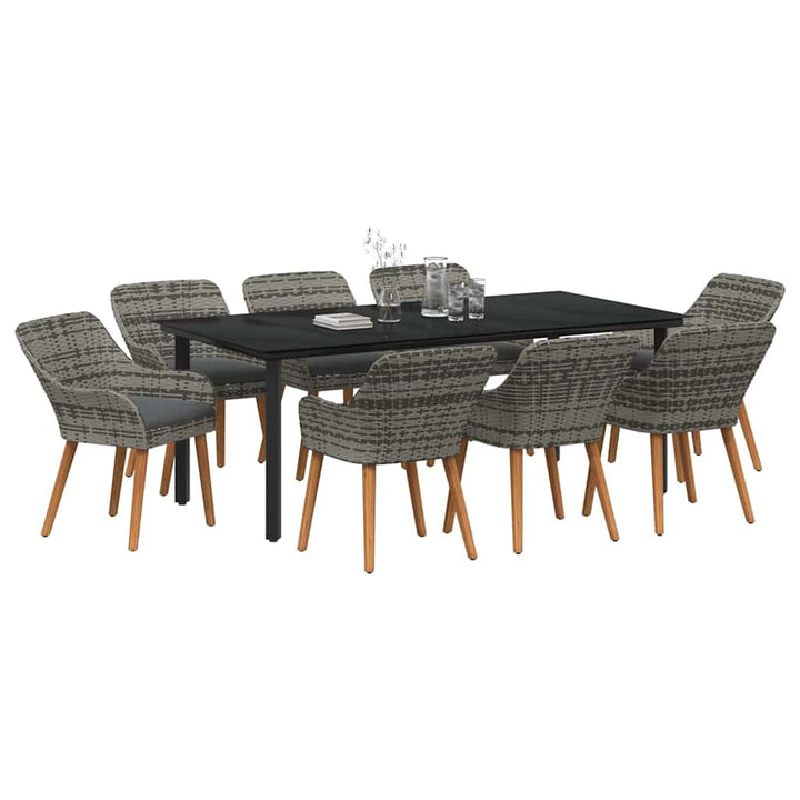 Have Spisebordssæt med pude 9 pcs Grå polyrattan