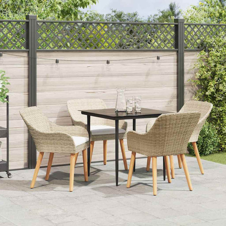 Have Spisebordssæt med pude 5 pcs Beige polyrattan