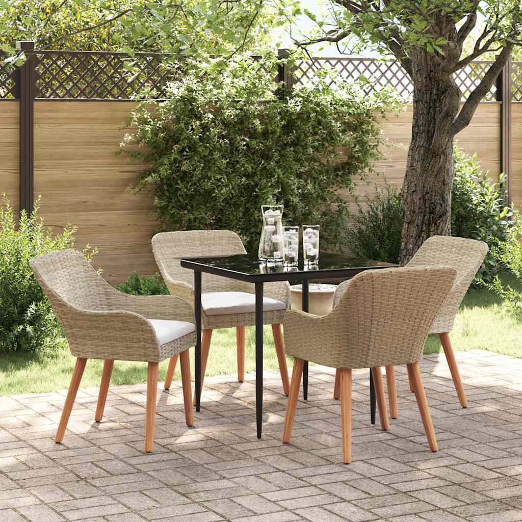 Have Spisebordssæt med pude 5 pcs Beige polyrattan
