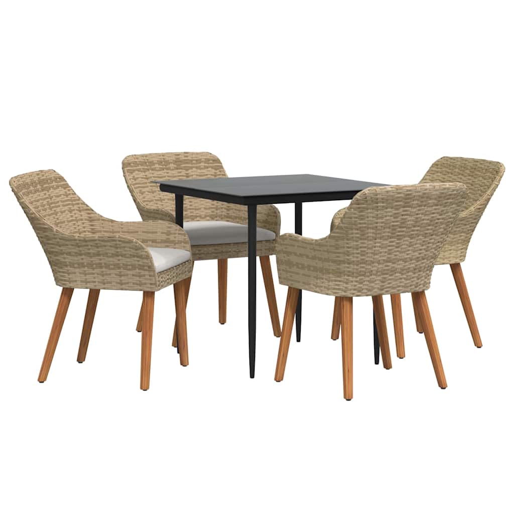 Have Spisebordssæt med pude 5 pcs Beige polyrattan