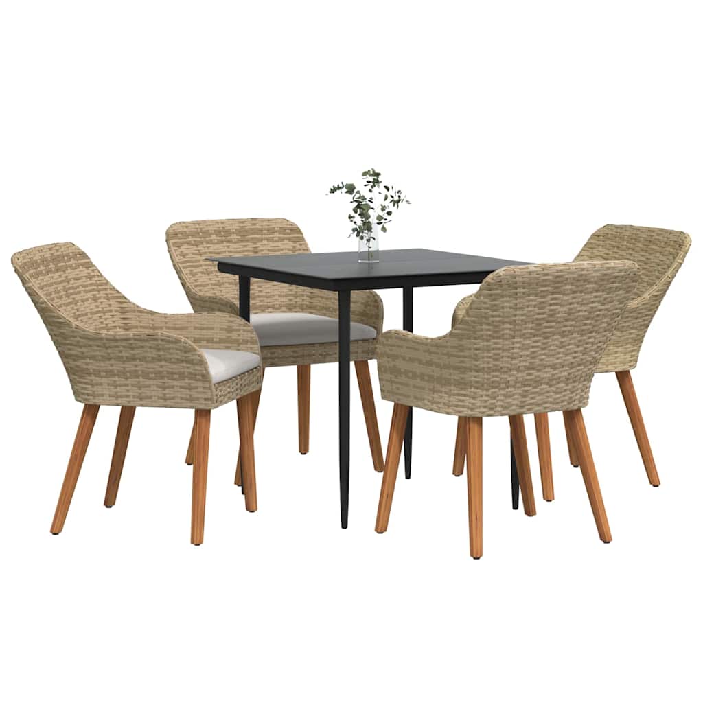 Have Spisebordssæt med pude 5 pcs Beige polyrattan