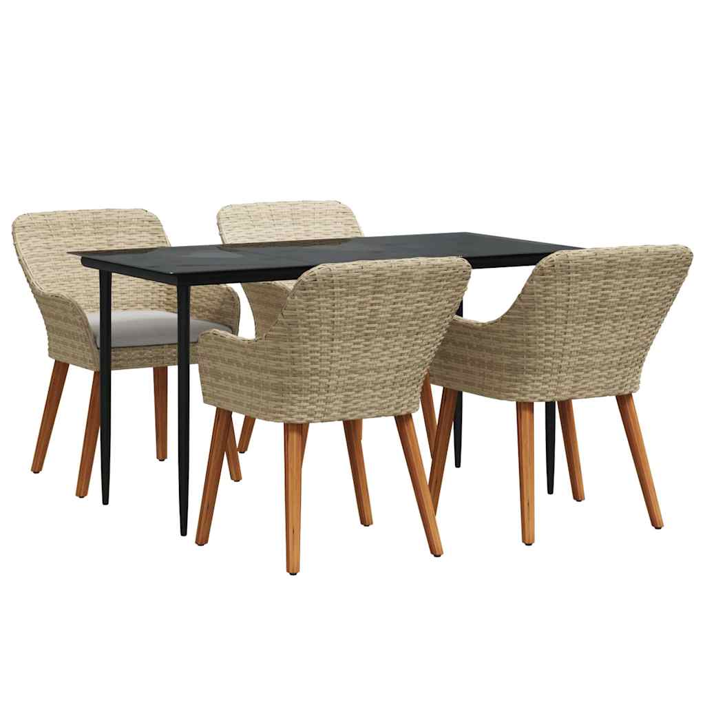 Have Spisebordssæt med pude 5 pcs Beige polyrattan