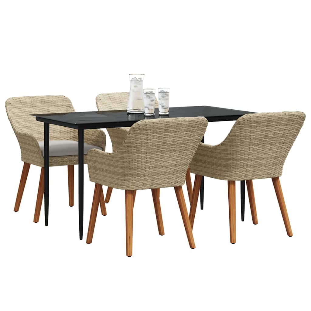 Have Spisebordssæt med pude 5 pcs Beige polyrattan