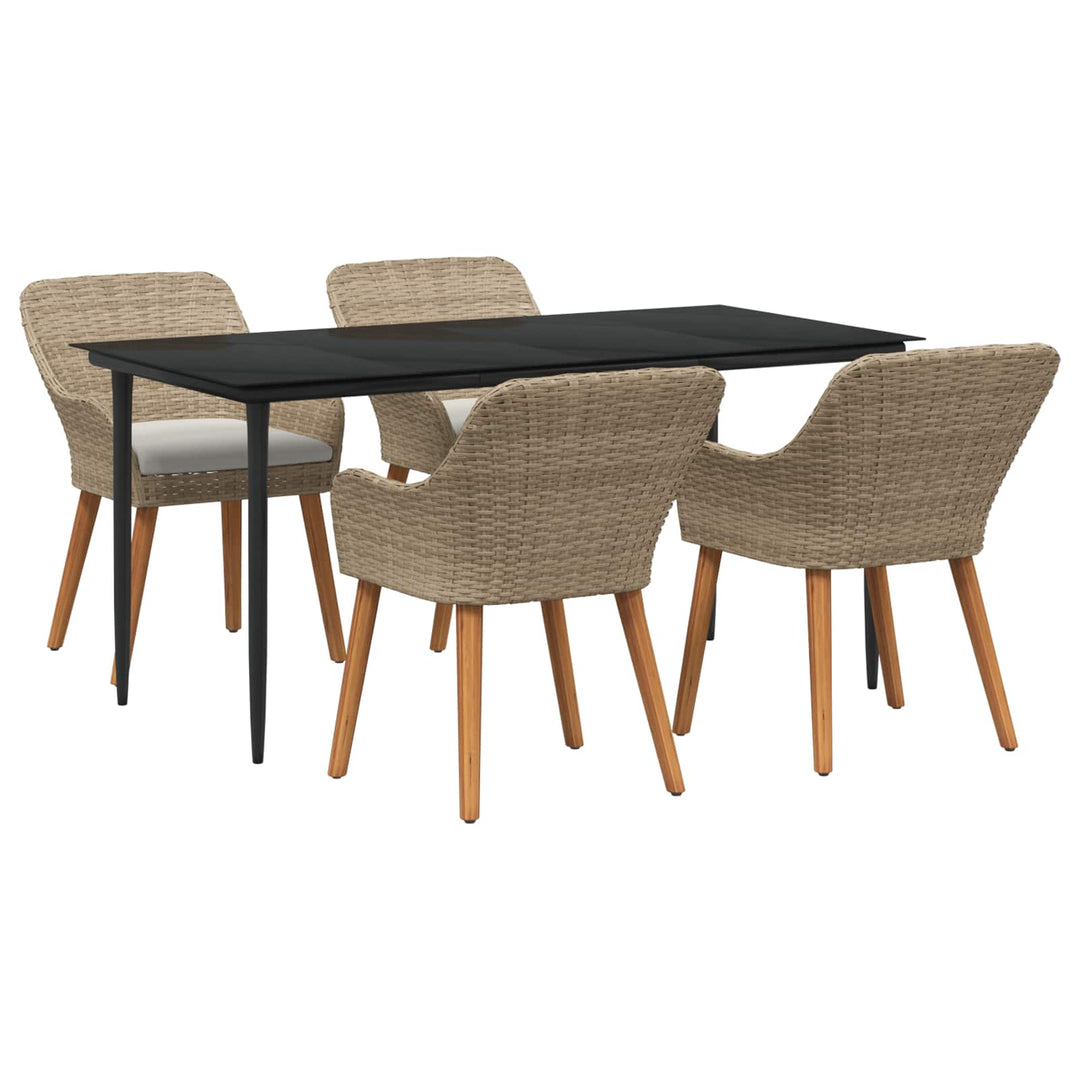 Have Spisebordssæt med pude 5 pcs Beige polyrattan