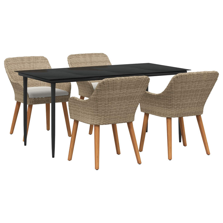 Have Spisebordssæt med pude 5 pcs Beige polyrattan