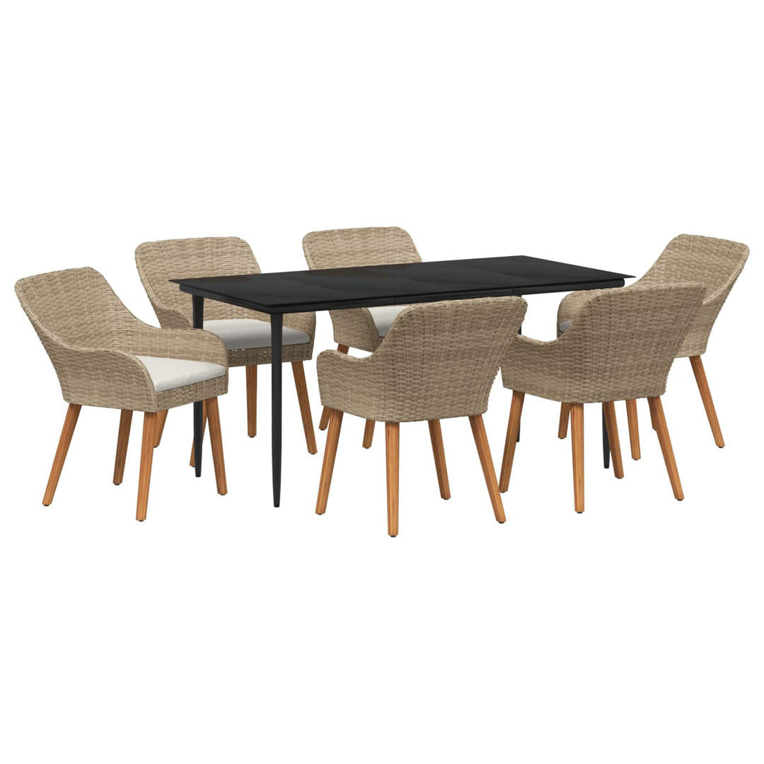 Have Spisebordssæt med pude 7 pcs Beige polyrattan