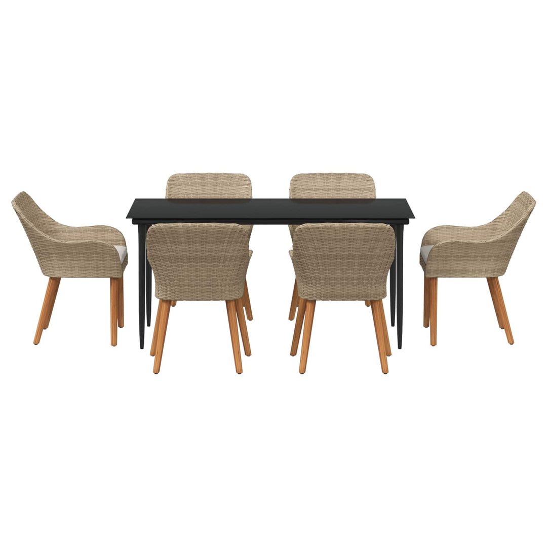 Have Spisebordssæt med pude 7 pcs Beige polyrattan