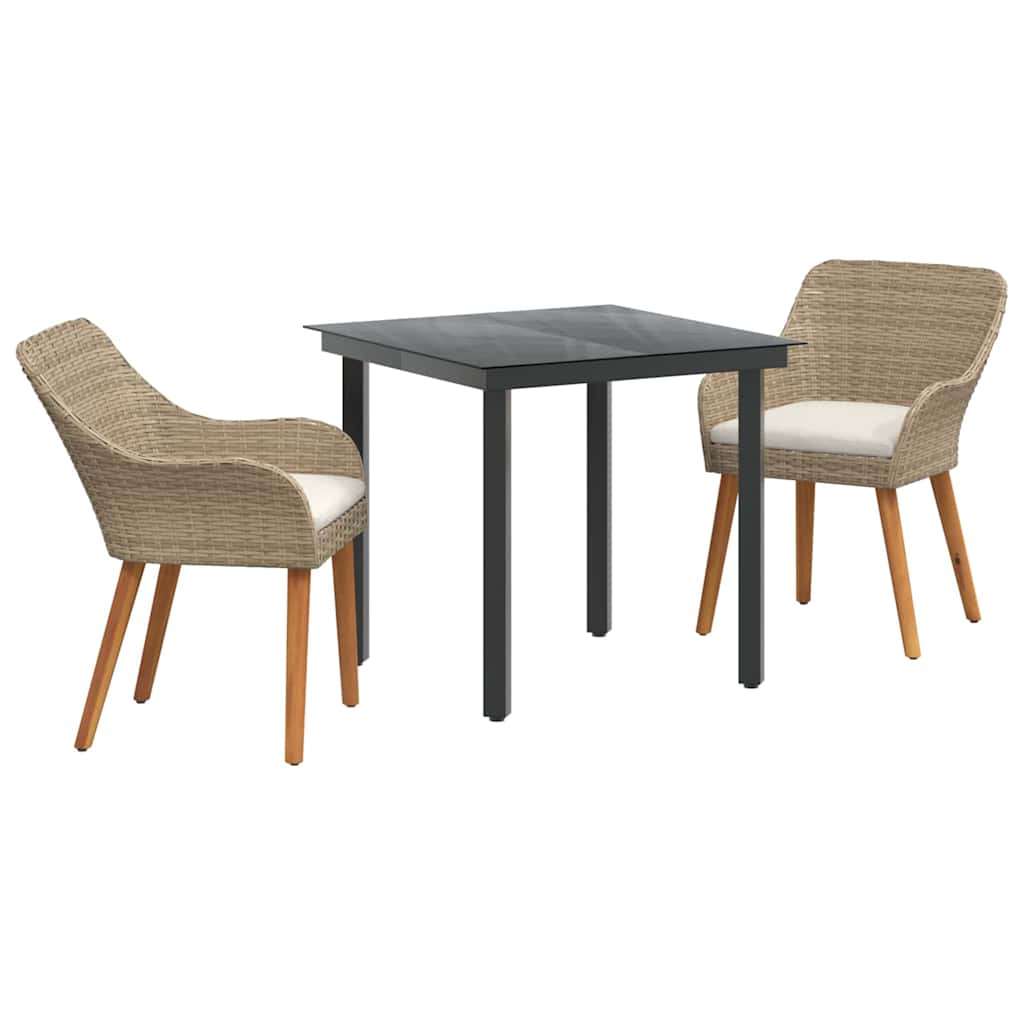 Have Spisebordssæt med pude 3 pcs Beige polyrattan