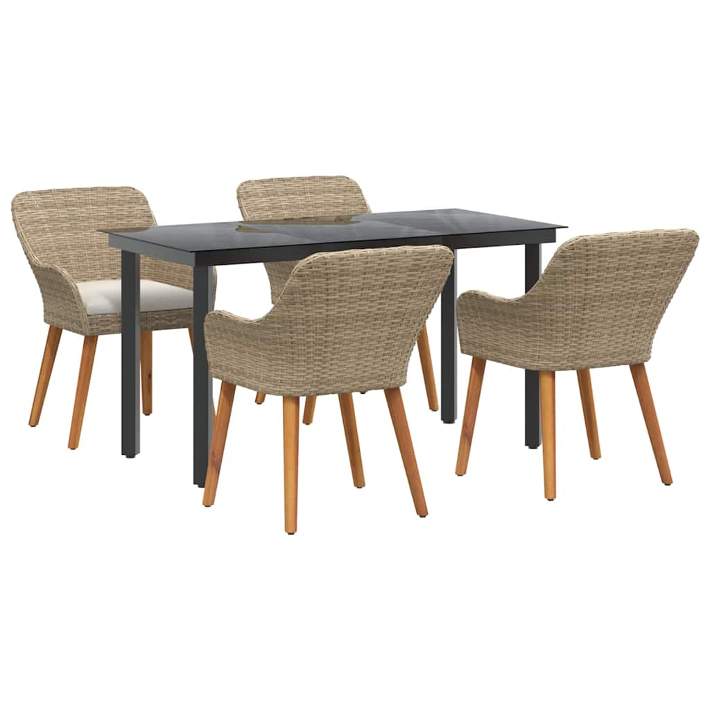 Have Spisebordssæt med pude 5 pcs Beige polyrattan