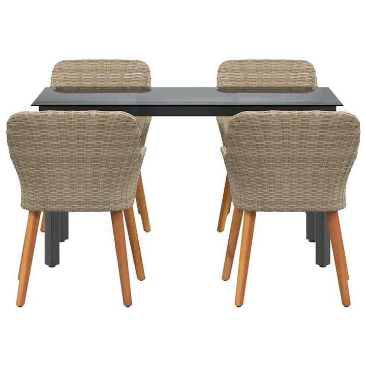 Have Spisebordssæt med pude 5 pcs Beige polyrattan